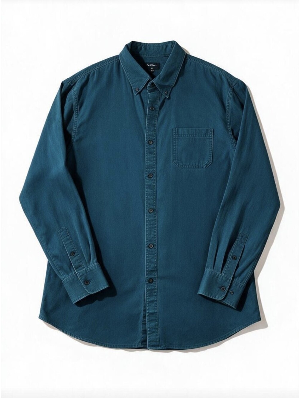 Croft Barrow Mens XL Teal Green Cotton Canvas Long Sleeve Button Down Shirt